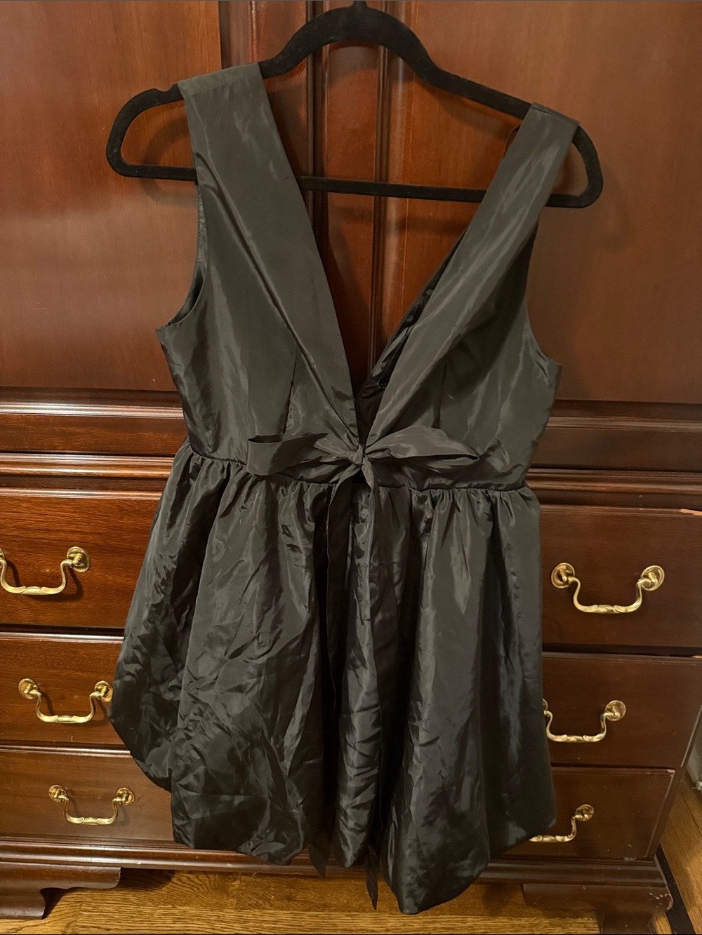 Cider Black V-Neck Tie-Back Mini Dress